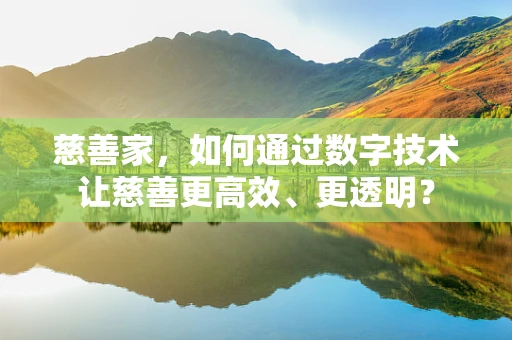 慈善家，如何通过数字技术让慈善更高效、更透明？