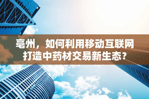 亳州，如何利用移动互联网打造中药材交易新生态？