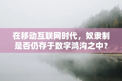 在移动互联网时代，奴隶制是否仍存于数字鸿沟之中？