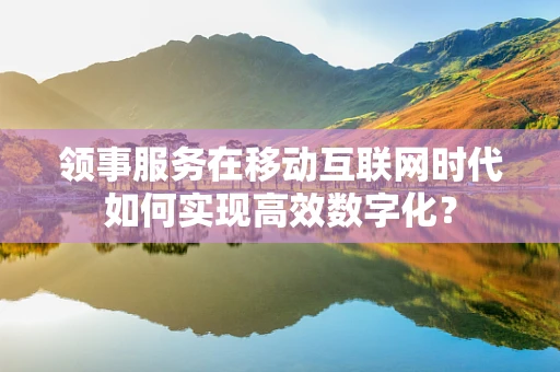 领事服务在移动互联网时代如何实现高效数字化？