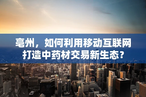 亳州，如何利用移动互联网打造中药材交易新生态？