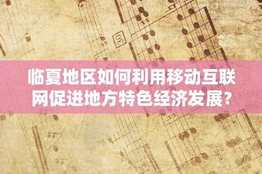 临夏地区如何利用移动互联网促进地方特色经济发展？