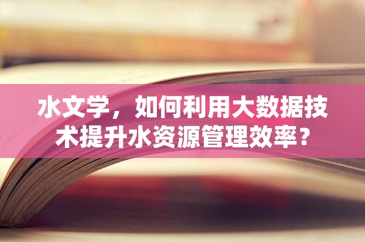 水文学，如何利用大数据技术提升水资源管理效率？
