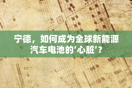 宁德，如何成为全球新能源汽车电池的‘心脏’？