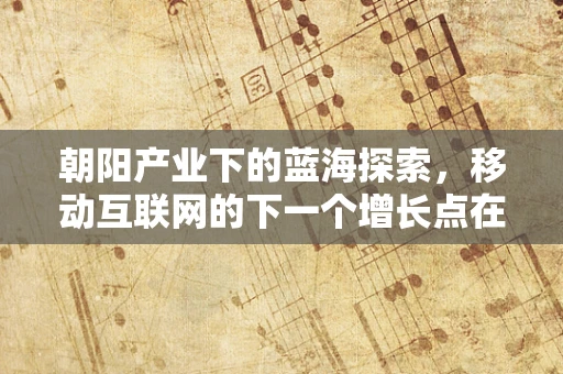 朝阳产业下的蓝海探索，移动互联网的下一个增长点在哪里？