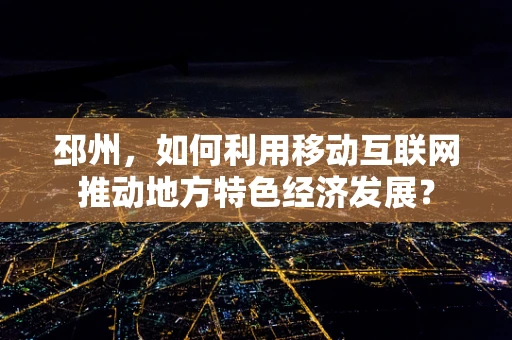 邳州，如何利用移动互联网推动地方特色经济发展？