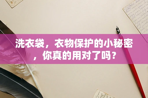 洗衣袋，衣物保护的小秘密，你真的用对了吗？