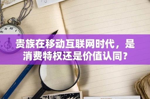 贵族在移动互联网时代，是消费特权还是价值认同？