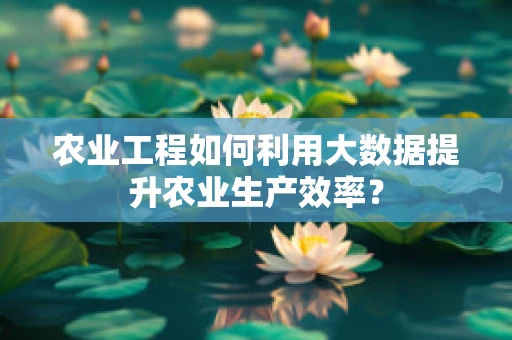 农业工程如何利用大数据提升农业生产效率？