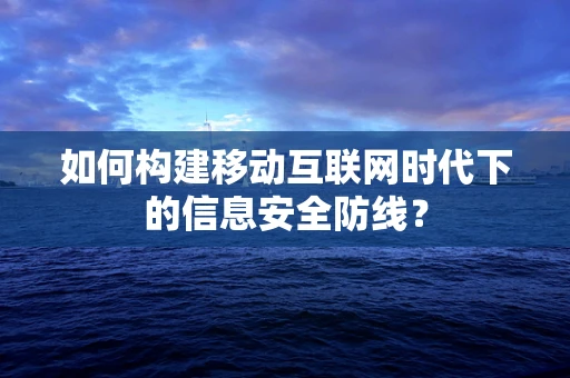 如何构建移动互联网时代下的信息安全防线？
