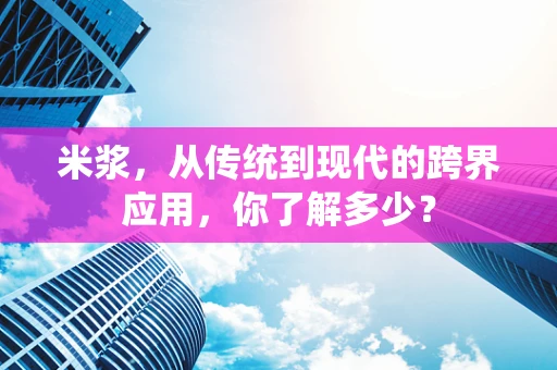 米浆，从传统到现代的跨界应用，你了解多少？