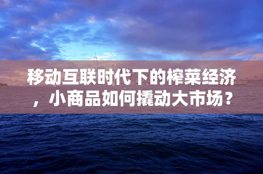 移动互联时代下的榨菜经济，小商品如何撬动大市场？