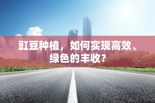 豇豆种植，如何实现高效、绿色的丰收？