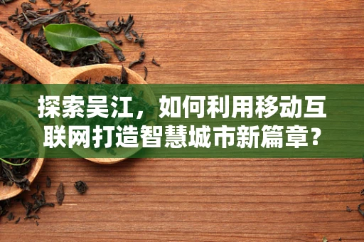 探索吴江，如何利用移动互联网打造智慧城市新篇章？