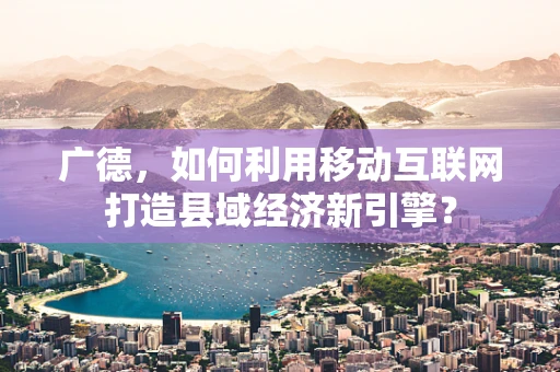 广德，如何利用移动互联网打造县域经济新引擎？