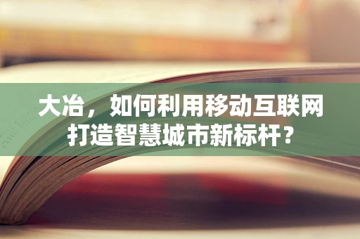 大冶，如何利用移动互联网打造智慧城市新标杆？