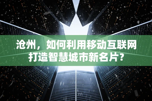 沧州，如何利用移动互联网打造智慧城市新名片？