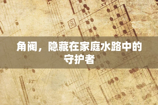 角阀，隐藏在家庭水路中的守护者